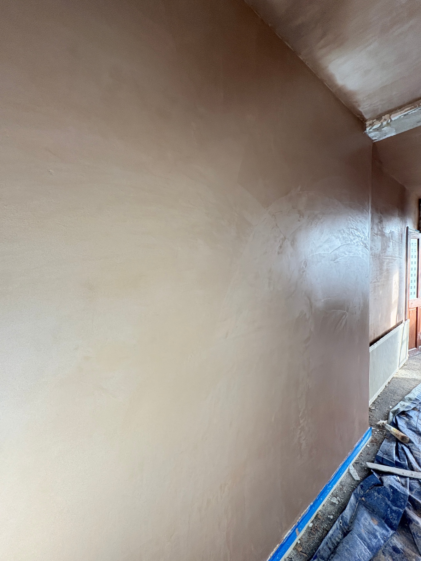 Long wall plaster finish ready for decorating