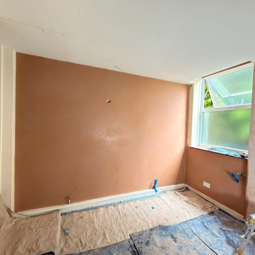 Bedroom walls skimmed and drying, Manchester