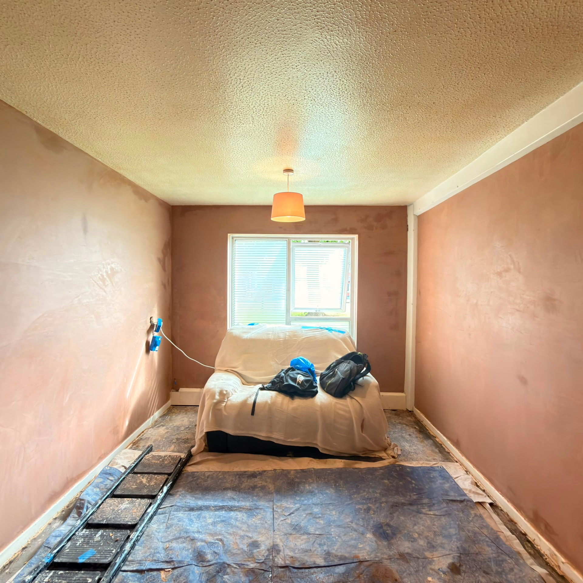 Bedroom fully re-skimmed and drying out